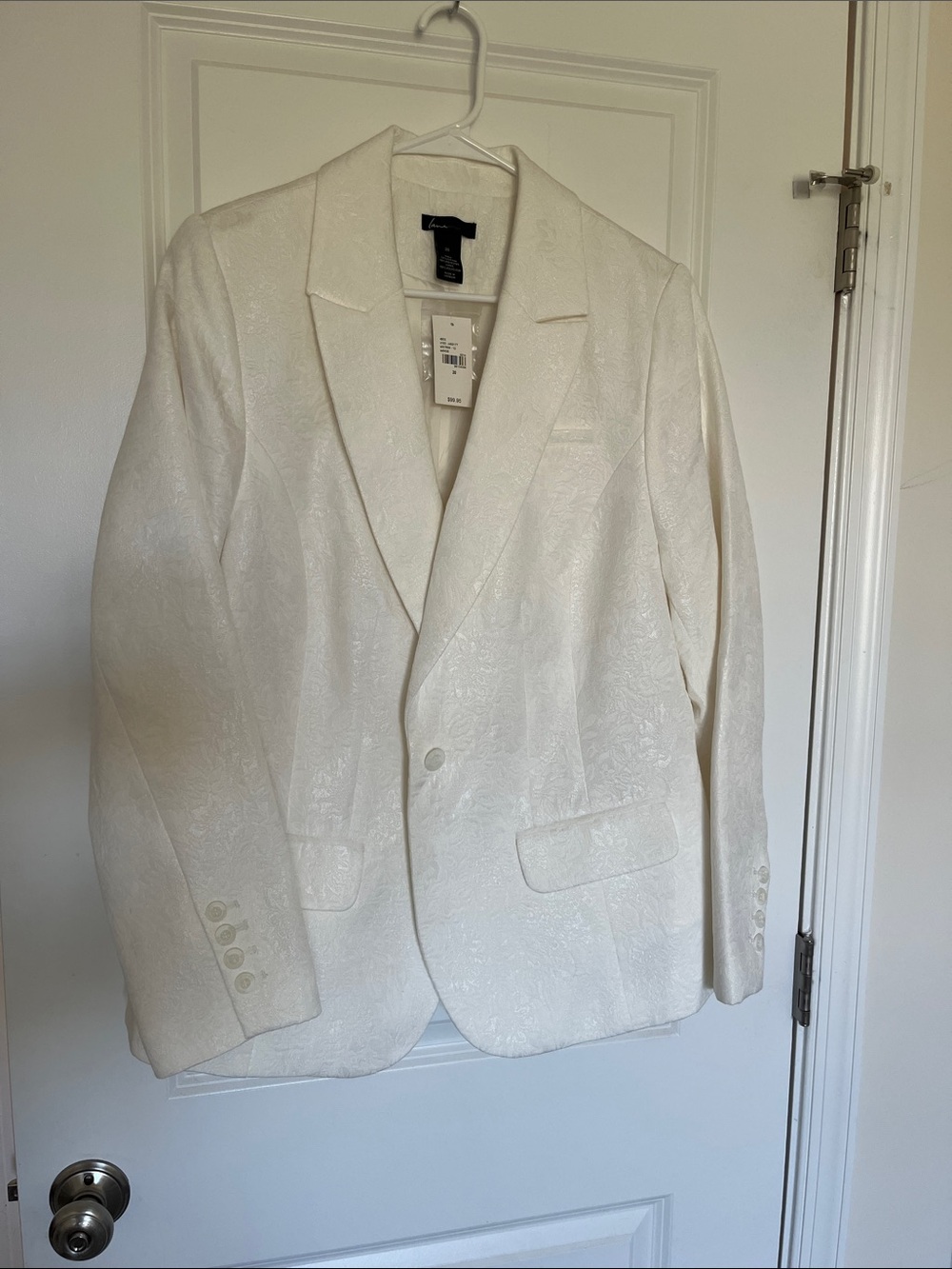 Lane Bryant - women’s Cream Textured Notch-Lapel Blazer